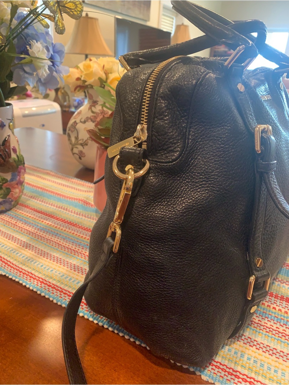 Michael Kors Large Black Leather Satchel with Gold Hardware - Picture 5 of 13